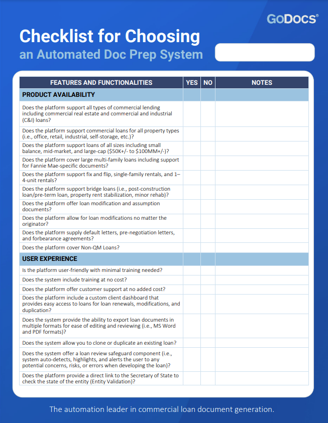 2023 Checklist for Evaluating Automated Document Preparation System