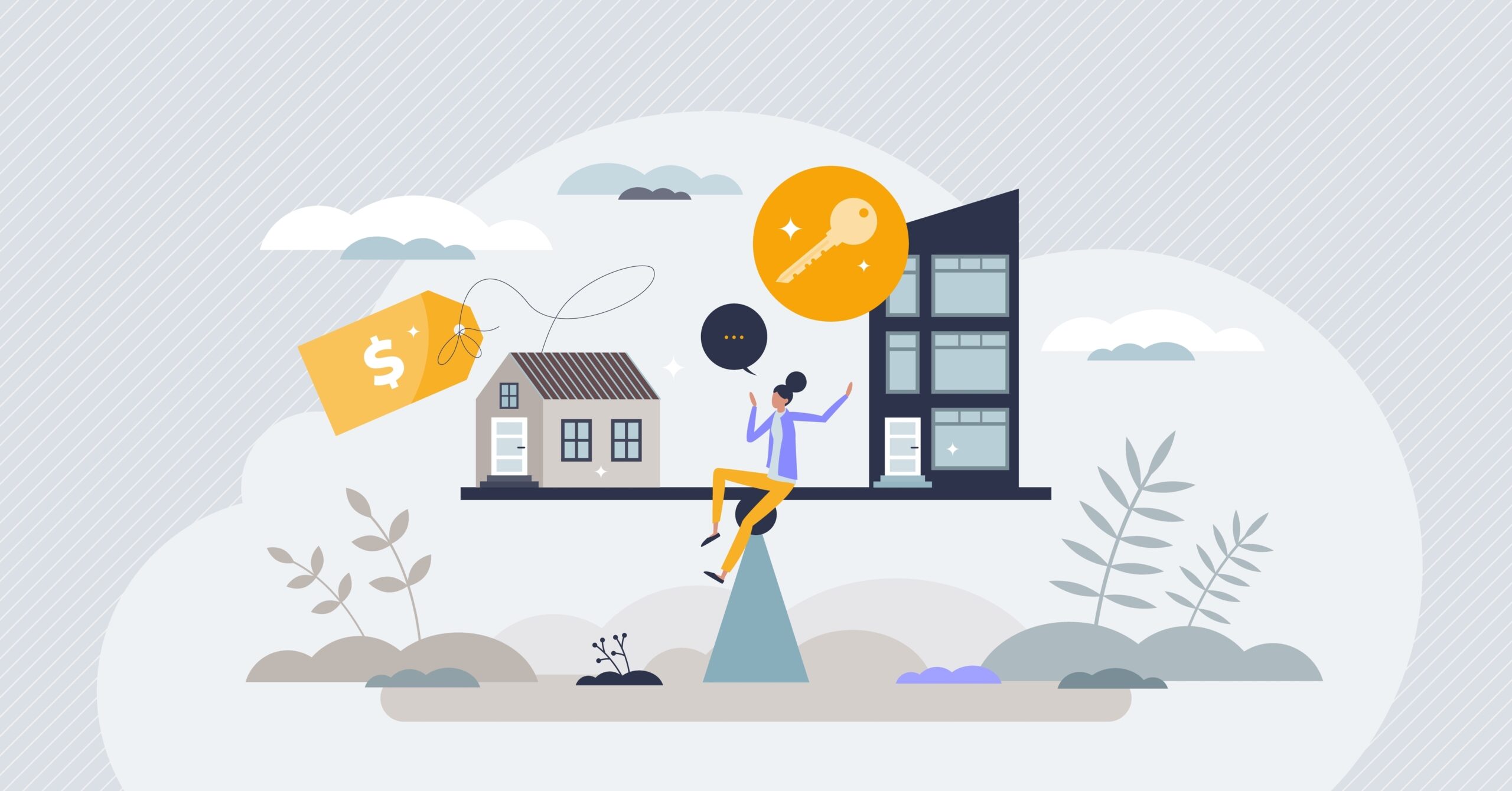 Woman deciding whether to use residential loan process or commercial loan process