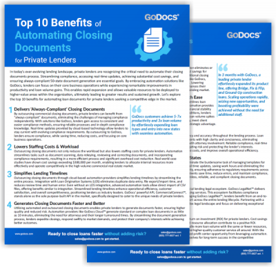 Top 10 Benefits to Automating Closing for Private Lenders - GoDocs TN